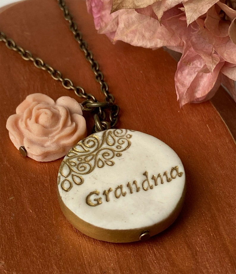 Mama Clay Necklace, Auntie Pendant, Grandma Jewelry, from daughter, from son, from niece, from nephew, from grandkids, Mother's Day 2024 image 7