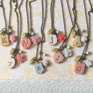 Boho Bridesmaids, Mismatched Florals, Pink, Blush ,Calico, personalized initial Set of 3,4,5,6,7, 8 image 4