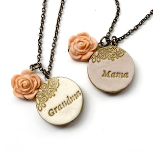 Mama Clay Necklace, Auntie Pendant, Grandma Jewelry, from daughter, from son, from niece, from nephew, from grandkids, Mother's Day 2024 image 1