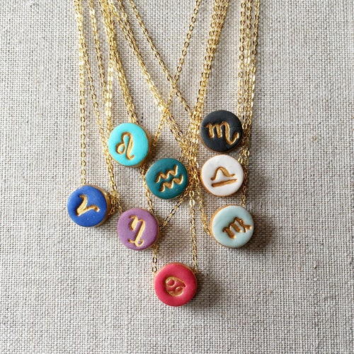 Astro Charm Necklace, Zodiac Sign, Aries, Taurus, Gemini, Cancer, Leo, Virgo, Libra, Scorpio, Sagittarius, Capricorn, Aquarius, Pisces