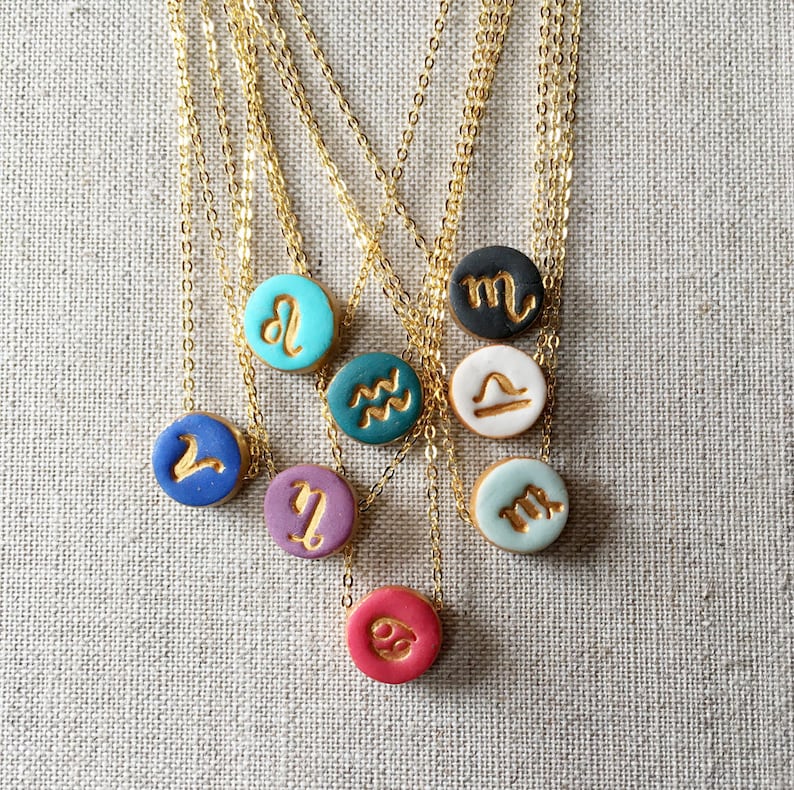 Astro Charm Necklace, Zodiac Sign, Aries, Taurus, Gemini, Cancer, Leo, Virgo, Libra, Scorpio, Sagittarius, Capricorn, Aquarius, Pisces image 1