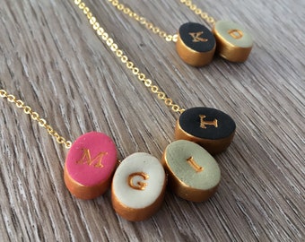 Christmas for mama-  Letter Necklace   - Simple modern color jewelry - Custom Initial - Bridesmaids, Initials Necklace, Mom, Nana, Grandma