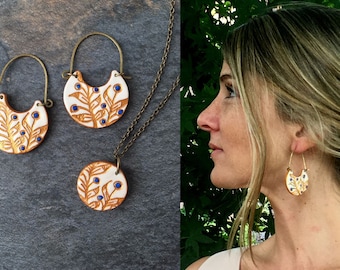 Handmade Cold Porcelain Earrings: Portuguese Tile Inspired Clay Jewelry
