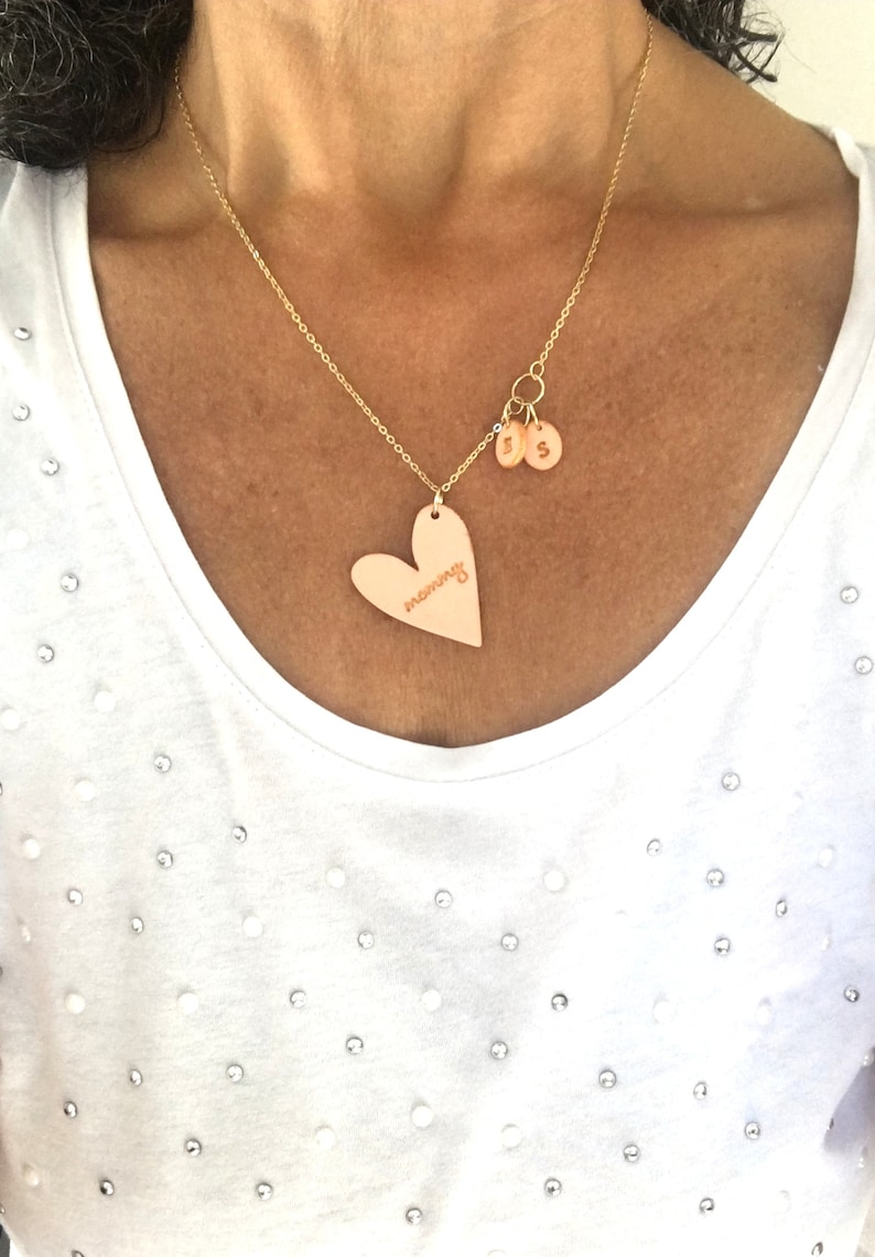 Heart Necklace For Mom, Mothers Day, Auntie Gift, Mama Jewelry, Grammy, Nonna, Yia Yia, personalized kids initials image 8