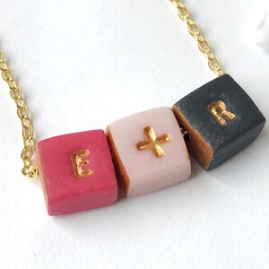 Colorful Tiny Cubes Initial Necklace, Color Family Necklace image 5