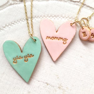 Heart Necklace For Mom, Mothers Day, Auntie Gift, Mama Jewelry, Grammy, Nonna, Yia Yia, personalized kids initials image 1