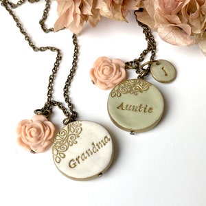 Mama Clay Necklace, Auntie Pendant, Grandma Jewelry, from daughter, from son, from niece, from nephew, from grandkids, Mother's Day 2024 image 3