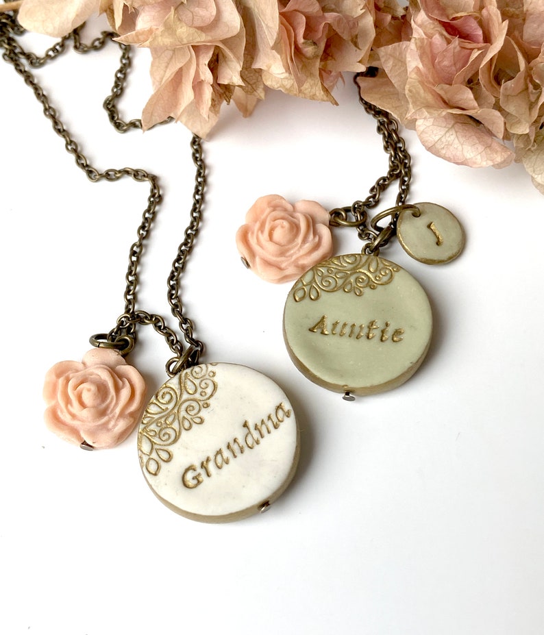 Mama Clay Necklace, Auntie Pendant, Grandma Jewelry, from daughter, from son, from niece, from nephew, from grandkids, Mother's Day 2024 image 3