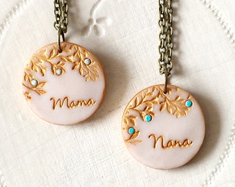 Mother's Day Grandma Necklace, Nana, Grammy, Gigi, MawMaw, Abuela, Bubbie, Nanna, Nonnie, Stamped for Grammy with Grandkids Letters