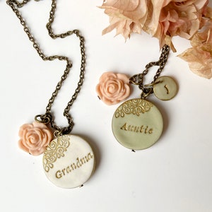 Mama Clay Necklace, Auntie Pendant, Grandma Jewelry, from daughter, from son, from niece, from nephew, from grandkids, Mother's Day 2024 image 2