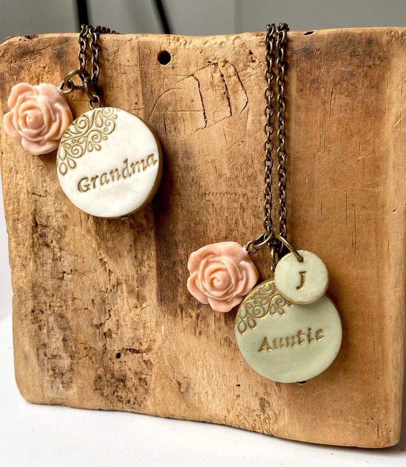 Mama Clay Necklace, Auntie Pendant, Grandma Jewelry, from daughter, from son, from niece, from nephew, from grandkids, Mother's Day 2024 image 5