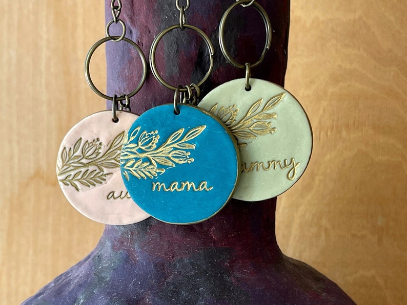 Stamped Keychain, Personalized, for Mom, Custom Keychain, Mama Gift, GRAMMY, Aunt Gift, for Auntie, for mama, Family Gifts image 2