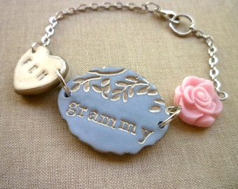 Grammy Bracelet with personalized grandchildren initials, Mothers Day for Grandma