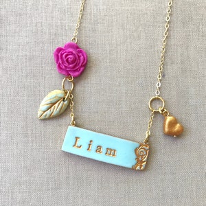 New baby necklace, Son Necklace, Son's name, new mom jewelry, new mama gift, baby boy jewelry, baby girl image 8