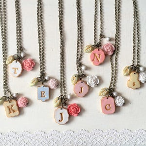 Boho Bridesmaids, Mismatched Florals, Pink, Blush ,Calico, personalized initial Set of 3,4,5,6,7, 8 image 2