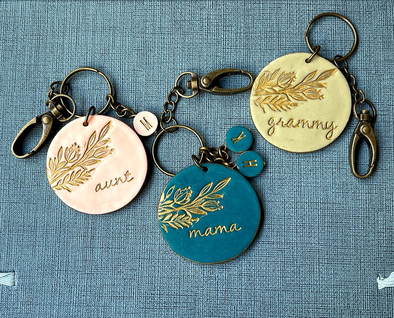 Stamped Keychain, Personalized, for Mom, Custom Keychain, Mama Gift, GRAMMY, Aunt Gift, for Auntie, for mama, Family Gifts image 3