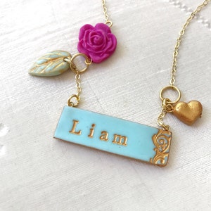 New baby necklace, Son Necklace, Son's name, new mom jewelry, new mama gift, baby boy jewelry, baby girl image 2