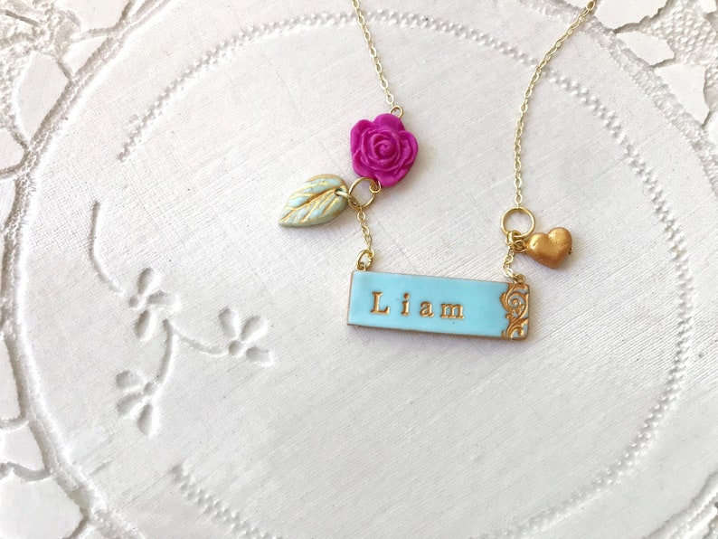 New baby necklace, Son Necklace, Son's name, new mom jewelry, new mama gift, baby boy jewelry, baby girl image 1