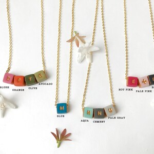 Colorful Tiny Cubes Initial Necklace, Color Family Necklace image 10