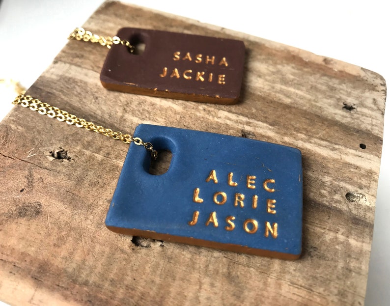 Name Tag Necklace Children Names Personalized Family Etsy