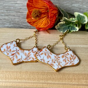 Floral Earrings, Cottage Jewelry, French Country Jewelry, Mustard Earrings, Liberty Print, Acrylic Earrings, Laura Ashley style image 8