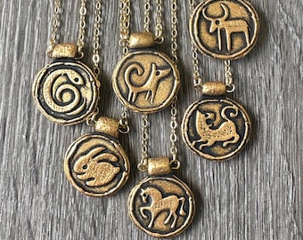 Ciondolo dello zodiaco cinese, gioielli dell'anno del cavallo, collana del cavallo