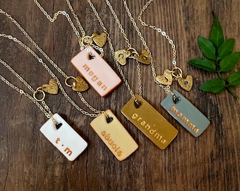 For grandma, for mama, for aunt, for gigi, for abuela, necklace, stamped letters, Personalized, gifts for her, from grandkids, from children