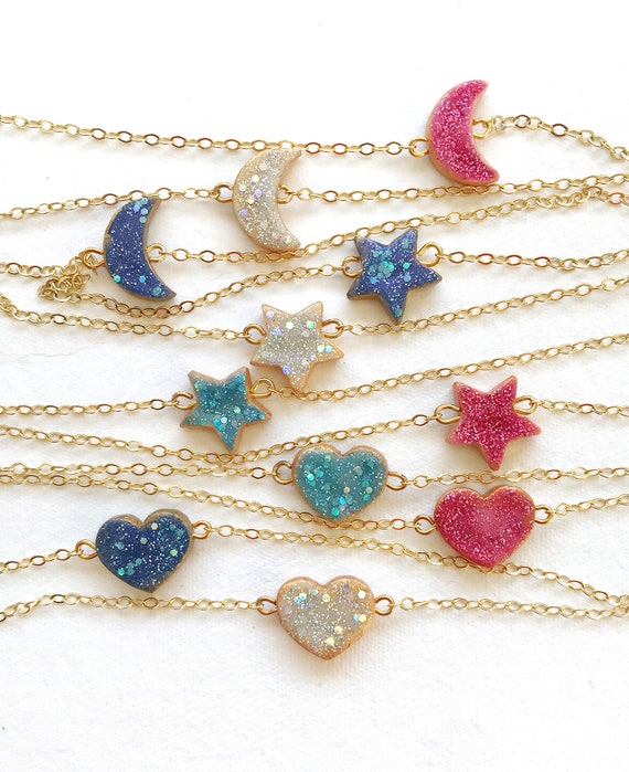Girl Glitter Bracelet Heart Bracelet Star Bracelet Moon - Etsy