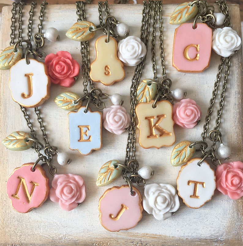 Boho Bridesmaids, Mismatched Florals, Pink, Blush ,Calico, personalized initial Set of 3,4,5,6,7, 8 image 3