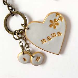 Heart Keychain for Mom, Nana, Nonna, Oma, Grandma, Grammy, Aunt, Kids stamped initials, Mothers Day Keychain image 1