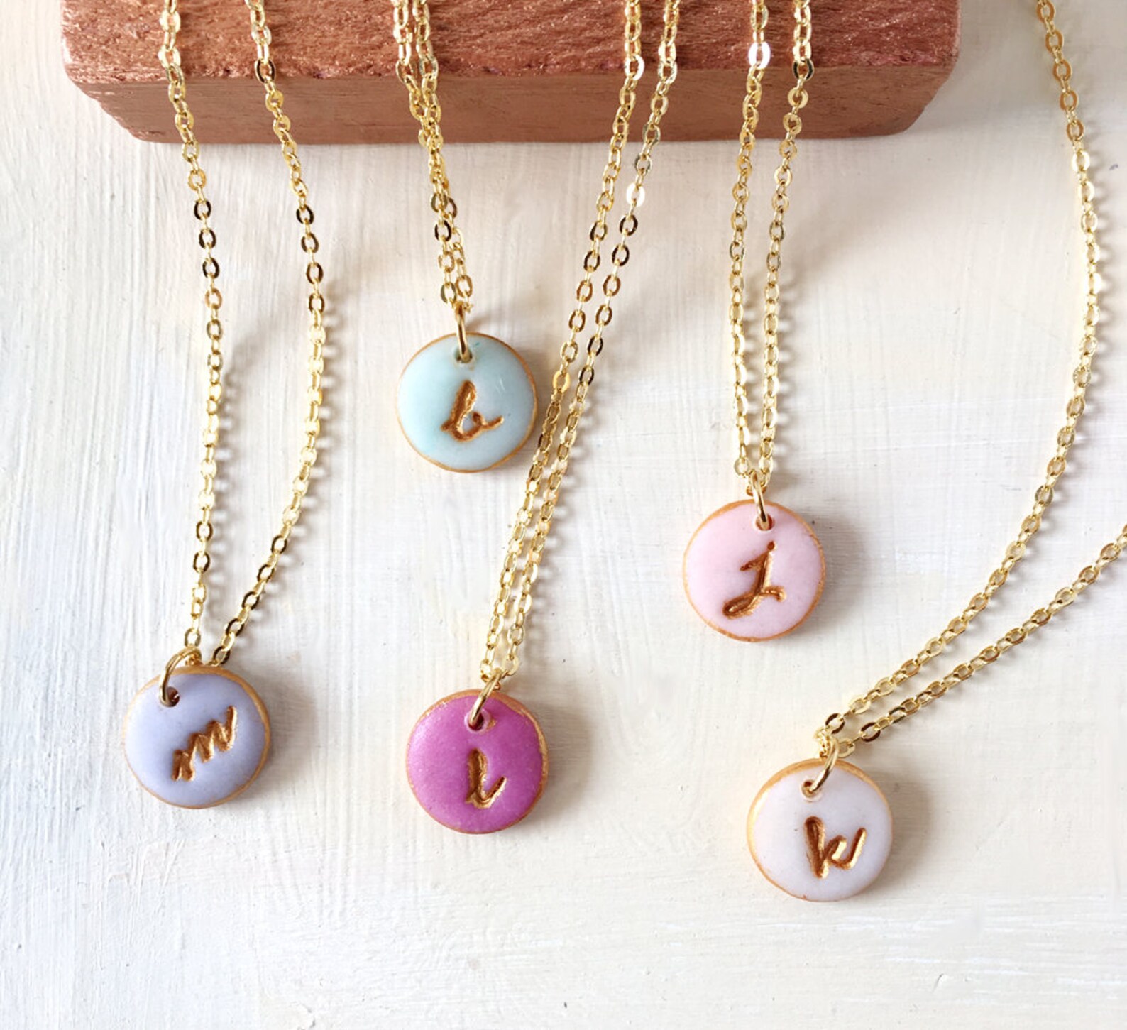 Cursive Necklace, Cursive Name Necklace, Powder Pink and Gold, Sisters ...