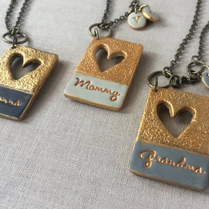 Mama Heart Necklace, Stamped for mom, for grandma, Nonna, Oma, Yia Yia, Stamped name necklace, handmade gift, Personalized for Mothers Day image 4