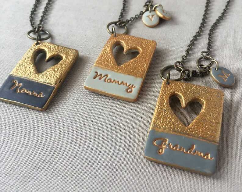 Mama Heart Necklace, Stamped for mom, for grandma, Nonna, Oma, Yia Yia, Stamped name necklace, handmade gift, Personalized for Mothers Day image 4