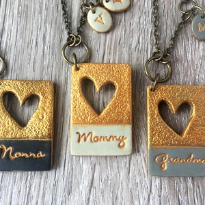 Mama Heart Necklace, Stamped for mom, for grandma, Nonna, Oma, Yia Yia, Stamped name necklace, handmade gift, Personalized for Mothers Day image 8