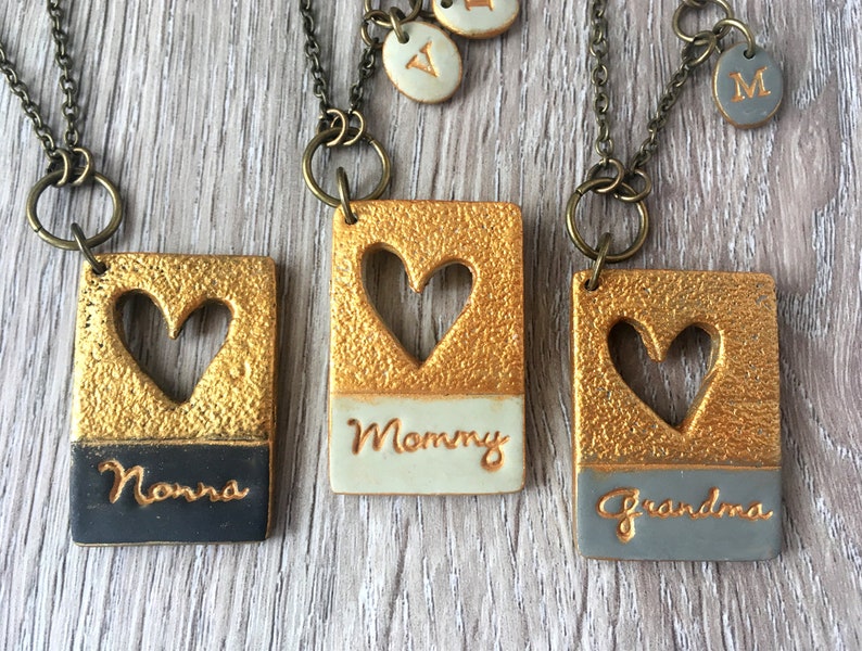 Mama Heart Necklace, Stamped for mom, for grandma, Nonna, Oma, Yia Yia, Stamped name necklace, handmade gift, Personalized for Mothers Day image 8