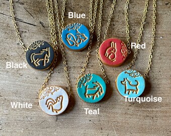 Chinese Animals Zodiac Chinese Sign Necklace Rat Ox Rabbit Goat Horse Tiger Snake Dragon Monkey Rooster Dog Pig Teen Gift Etsy