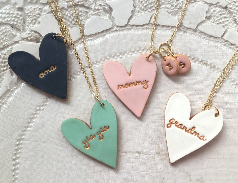 Heart Necklace For Mom, Mothers Day, Auntie Gift, Mama Jewelry, Grammy, Nonna, Yia Yia, personalized kids initials image 5