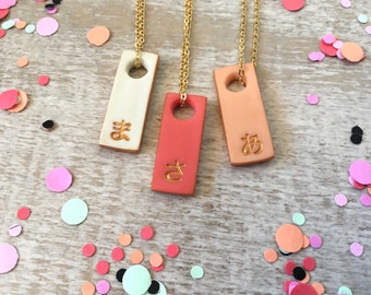 Anime Lover necklace, Stamped in Japanese Characters, teenager necklace, Kawaii, Pink, Coral, Peach, Japanese letter, Original Girl Gift