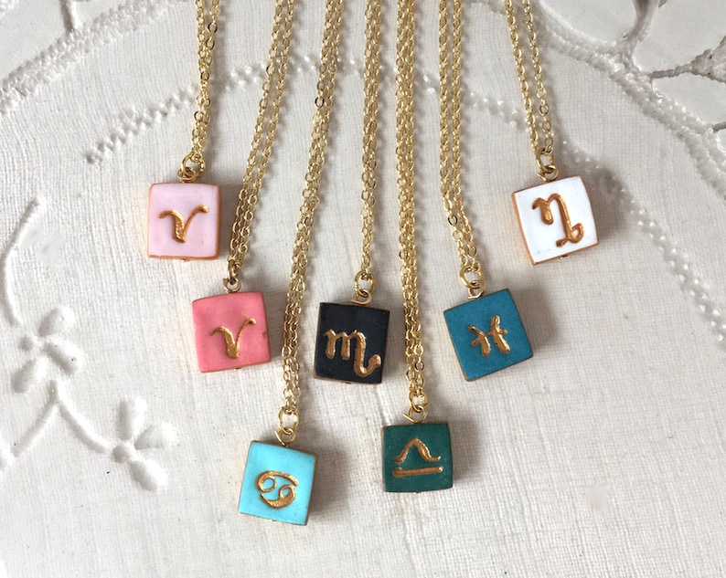 Zodiac Necklace, Astrology, Small Charm, Aries, Taurus, Gemini, Cancer, Leo, Virgo, Libra, Scorpio, Sagittarius, Capricorn, Aquarius, Pisces image 8