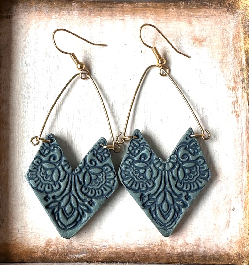 blue-indian-art-earrings-folk-clay-jewelry-etsy-uk