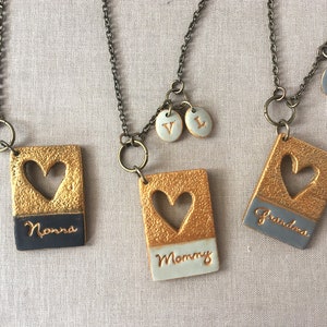 Mama Heart Necklace, Stamped for mom, for grandma, Nonna, Oma, Yia Yia, Stamped name necklace, handmade gift, Personalized for Mothers Day image 1