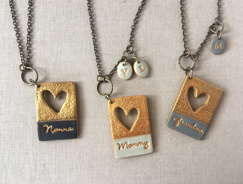 Mama Heart Necklace, Stamped for mom, for grandma, Nonna, Oma, Yia Yia, Stamped name necklace, handmade gift, Personalized for Mothers Day image 1
