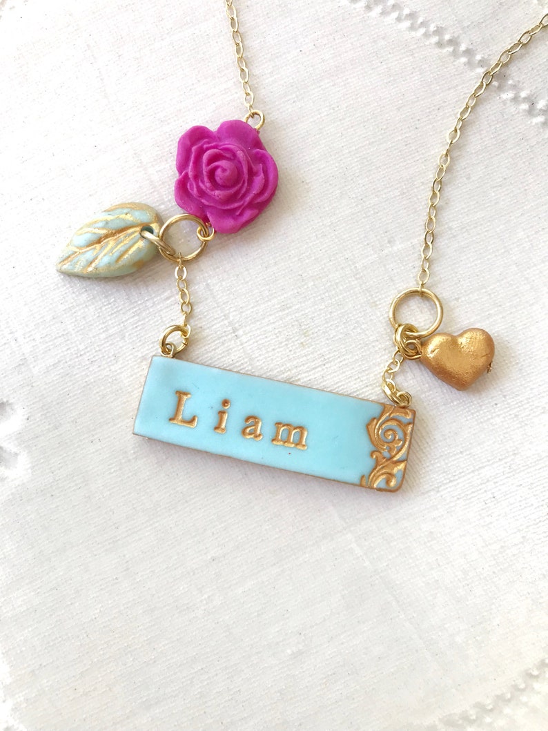 New baby necklace, Son Necklace, Son's name, new mom jewelry, new mama gift, baby boy jewelry, baby girl image 7