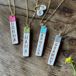 Stamped Reversible Bar Necklace, Christmas Gift, Name stamped Colorful Vertical Bar on Gold chain, Dainty Women's Jewelry, 2 in 1 Necklace image 6