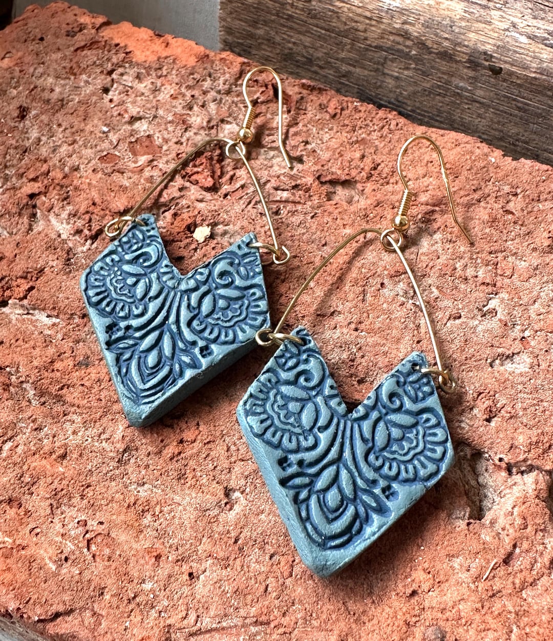 blue-indian-art-earrings-folk-clay-jewelry-etsy-uk