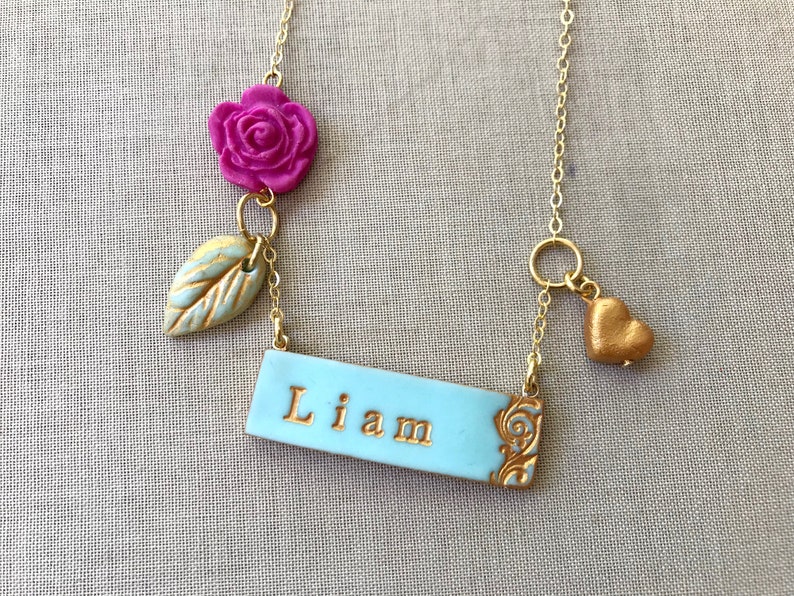 New baby necklace, Son Necklace, Son's name, new mom jewelry, new mama gift, baby boy jewelry, baby girl image 3