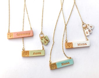 Spring Jewelry, Color Name Necklace, Pastel, Necklace for Mom, Nana, Aunt, Bubbie, Abuela, Yia Yia, Nonna and Mewmaw