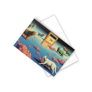 10pcs Artistic Cat Postcards - Whimsical Designs for Cat Lovers, Greeting Cards, Vintage Art, Stationery, Gift Cards, Collectibles