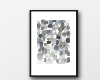 pebble art, neutral colors, modern painting, abstract painting, Abstract Art, Watercolor painting, watercolor grey watercolor print