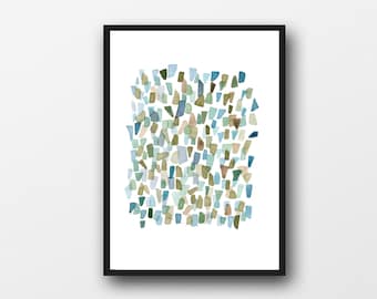 Abstract Watercolor print Mossy Green watercolor painting, Sea Glass Art